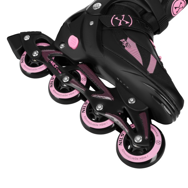 Роликові ковзани Nils NH382 Enzo 2-в-1 з хокейним лезом, XS (28–31), чорно-рожеві