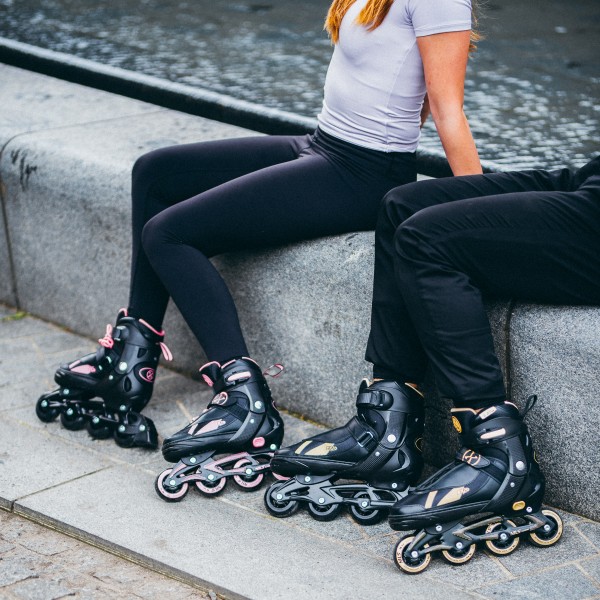 Роликові ковзани Nils NH382 Enzo 2-в-1 з хокейним лезом, XS (28–31), чорно-рожеві