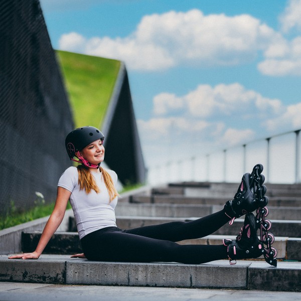 Роликові ковзани Nils NH382 Enzo 2-в-1 з хокейним лезом, XS (28–31), чорно-рожеві