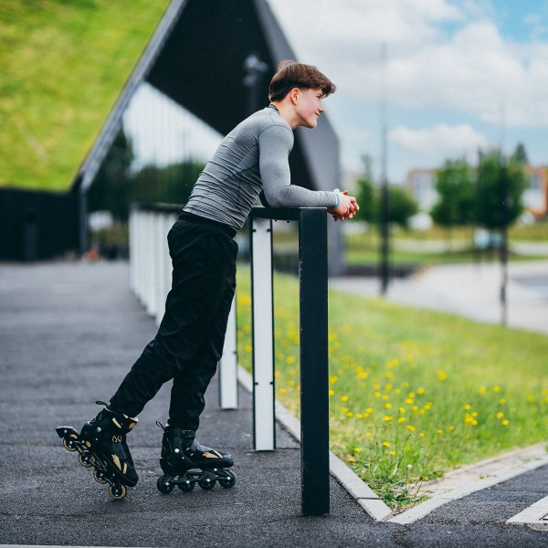 Роликові ковзани Nils NH382 Enzo 2-в-1 з хокейним лезом, S (32–35), чорно-бежеві