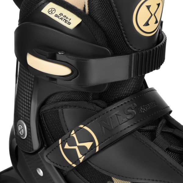 Роликові ковзани Nils NH382 Enzo 2-в-1 з хокейним лезом, L (40–43), чорно-бежеві