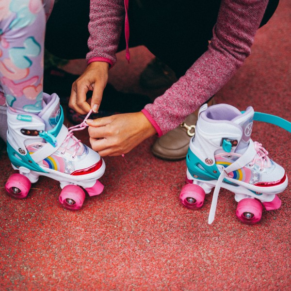 Ролики-квади Nils NQ0187 LED, M (35–38), біло-рожеві