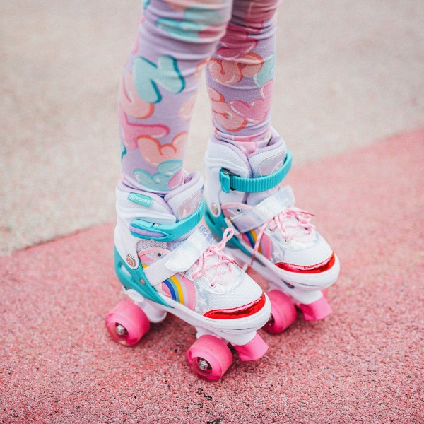 Ролики-квади Nils NQ0187 LED, M (35–38), біло-рожеві