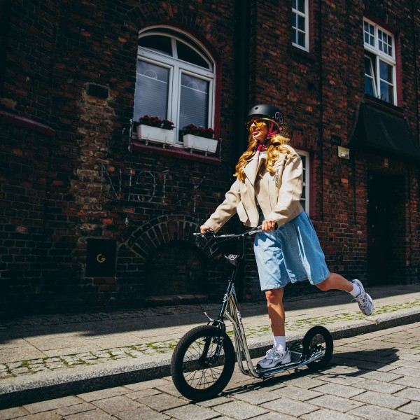 Самокат WH10121 Nils Extreme, 16/12 дюймів, з надувними колесами, сріблястий