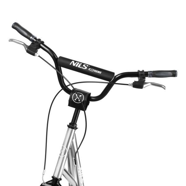 Самокат WH10121 Nils Extreme, 16/12 дюймів, з надувними колесами, сріблястий