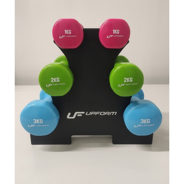Набір фітнес-гантелей вінілових 12 кг (6 шт.) зі стійкою UpForm