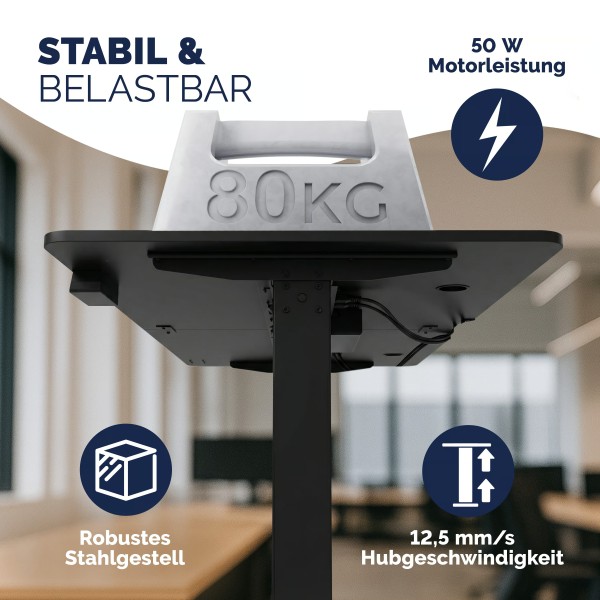 Стіл з регулюванням висоти Casaria 120×60см, електричний, чорний