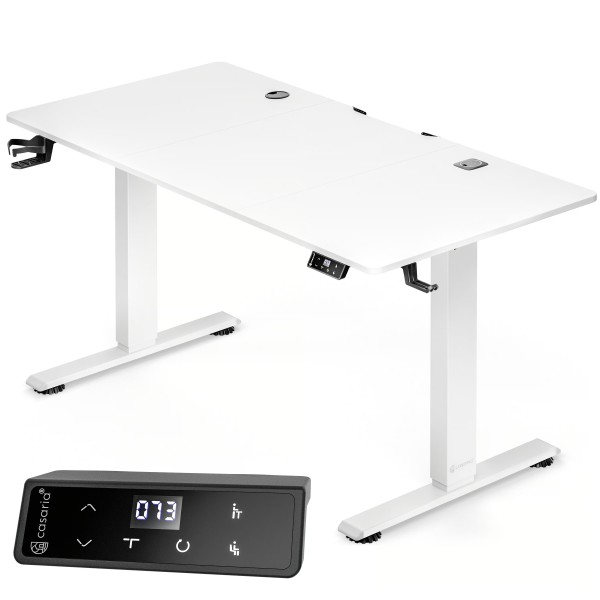 Стіл з регулюванням висоти Casaria 120×60см, електричний, білий