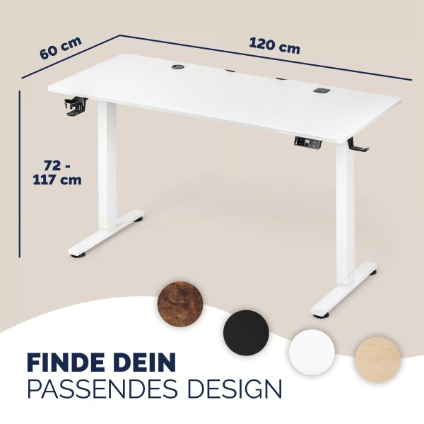 Стіл з регулюванням висоти Casaria 120×60см, електричний, білий