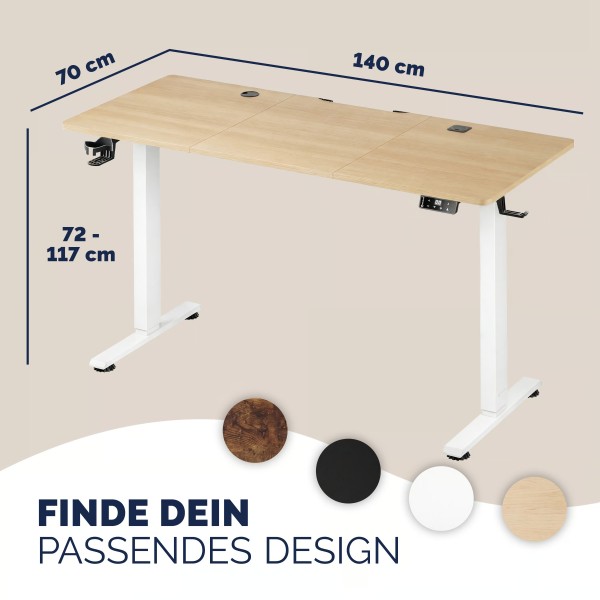 Стіл з регулюванням висоти Casaria 140×60см, електричний, бежевий