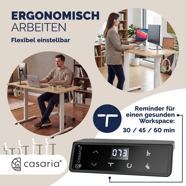 Стіл з регулюванням висоти Casaria 140×60см, електричний, бежевий