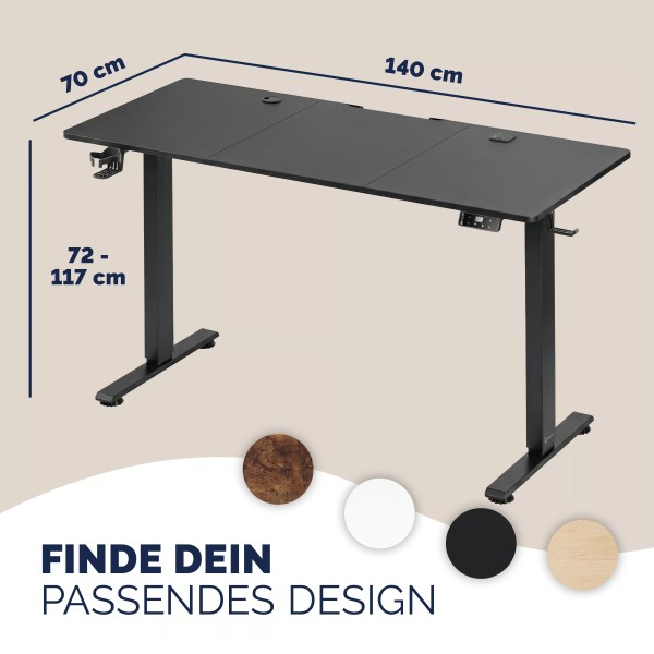 Стіл з регулюванням висоти Casaria 140×60см, електричний, чорний