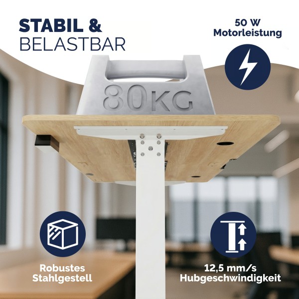 Стіл з регулюванням висоти Casaria 160×75см, електричний, бежевий