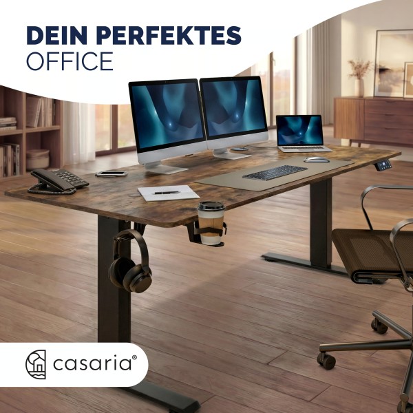 Стіл з регулюванням висоти Casaria 160×75см, електричний, коричневий