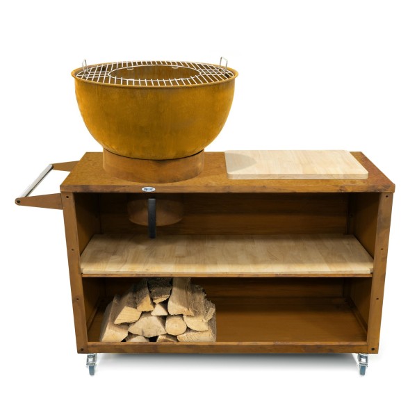 Садова кухня з полицями та грилем HEAT Outdoor Living Trolle, світло-коричнева