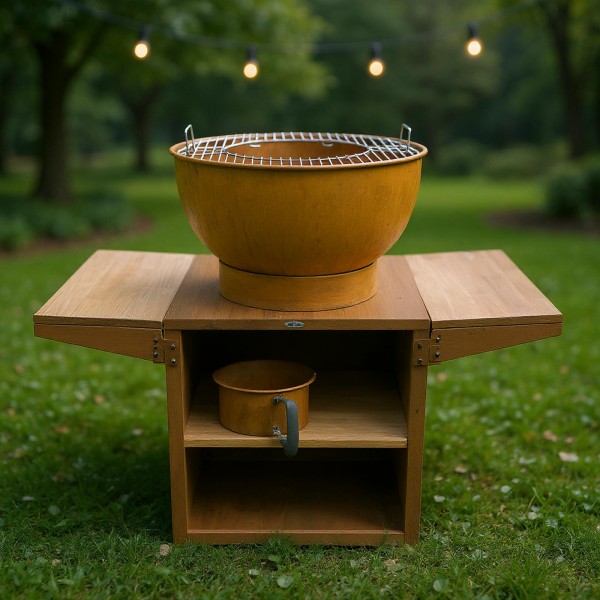 Садова кухня з полицями та грилем HEAT Outdoor Living Kjok, світло-коричнева