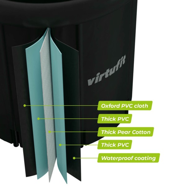 Надувна льодяна ванна з аксесуарами VirtuFit XXL, 375 л, чорна