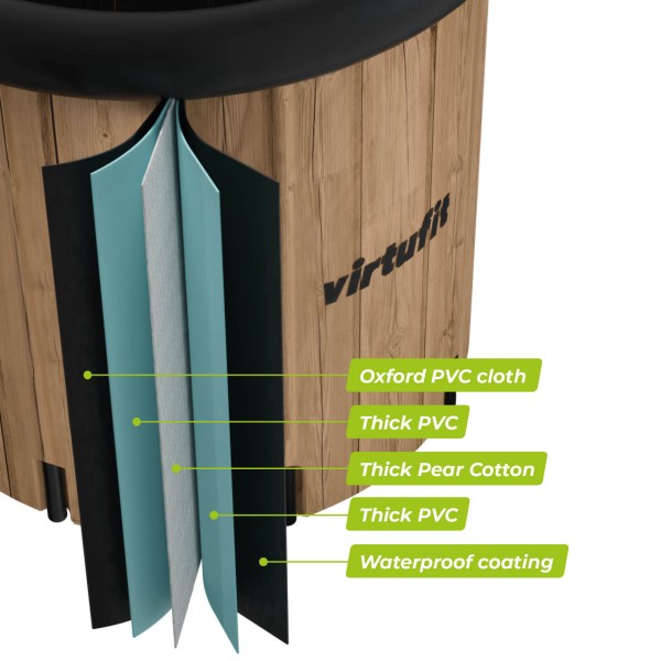 Надувна льодяна ванна з аксесуарами VirtuFit XXL, 375 л, дерево