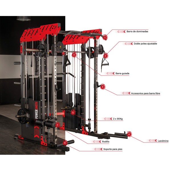 Фітнес-станція з тренажером Сміта BH Fitness Power Smith G145 напівпрофесійна