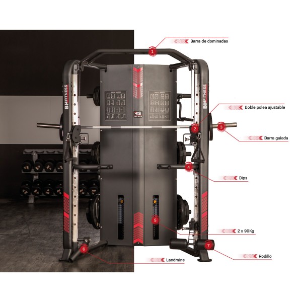 Фітнес-станція з тренажером Сміта BH Fitness Rack Smith G160 напівпрофесійна