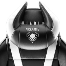 Подушка підголівника Diablo Chairs X-Horn з чорно-білою вишивкою