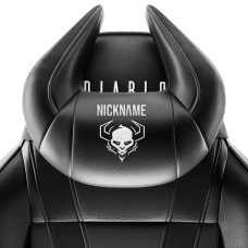 Подушка підголівника Diablo Chairs X-Horn з вишивкою чорного кольору