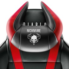 Подушка підголівника Diablo Chairs X-Horn з чорно-червоною вишивкою