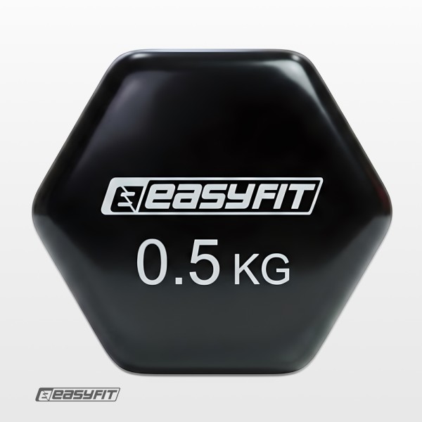 Гантель для фітнесу 0.5 кг EasyFit із вініловим покриттям чорна