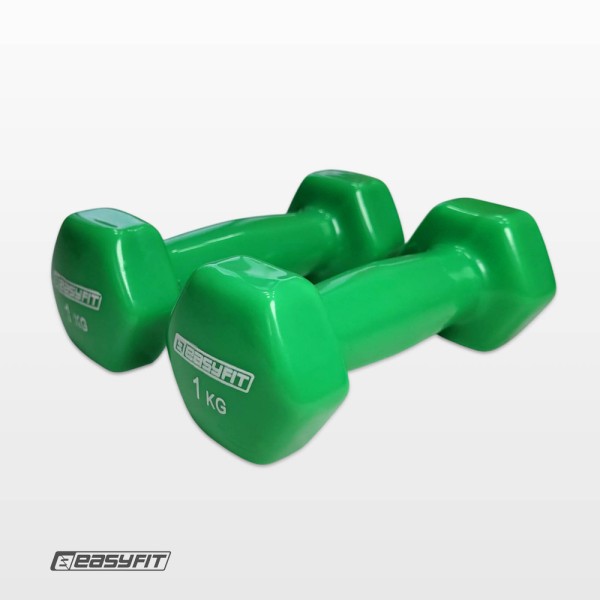Гантель для фітнесу 1.0 кг EasyFit із вініловим покриттям салатова