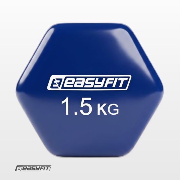 Гантель для фітнесу 1.5 кг EasyFit із вініловим покриттям синя