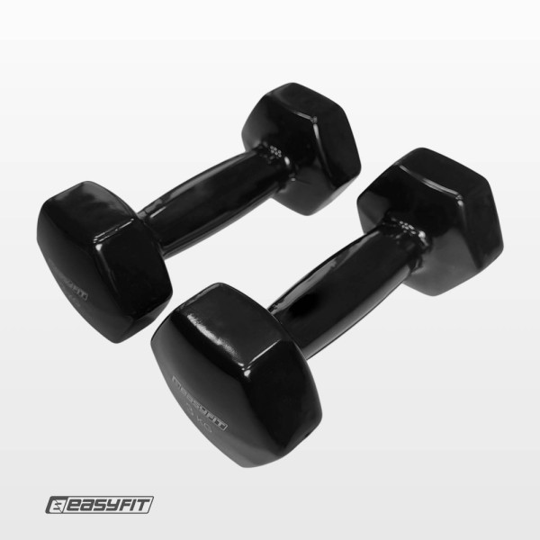 Гантель для фітнесу 3.0 кг EasyFit із вініловим покриттям чорна