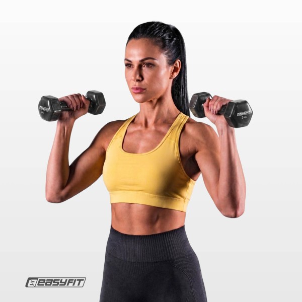 Гантель для фітнесу 3.0 кг EasyFit із вініловим покриттям чорна