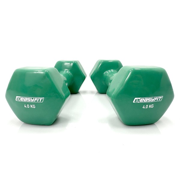Гантель для фітнесу 4.0 кг EasyFit із вініловим покриттям зелена