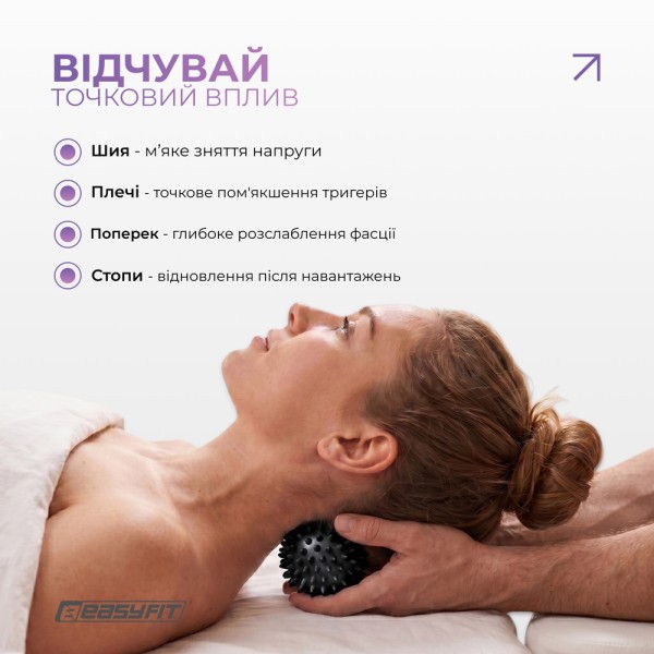 Масажний м'ячик EasyFit Goober з шипами чорний