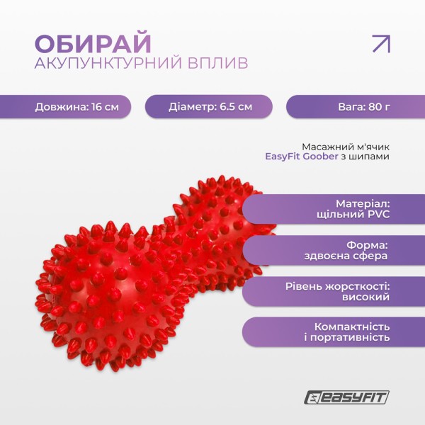 Масажний м'ячик EasyFit Goober з шипами червоний