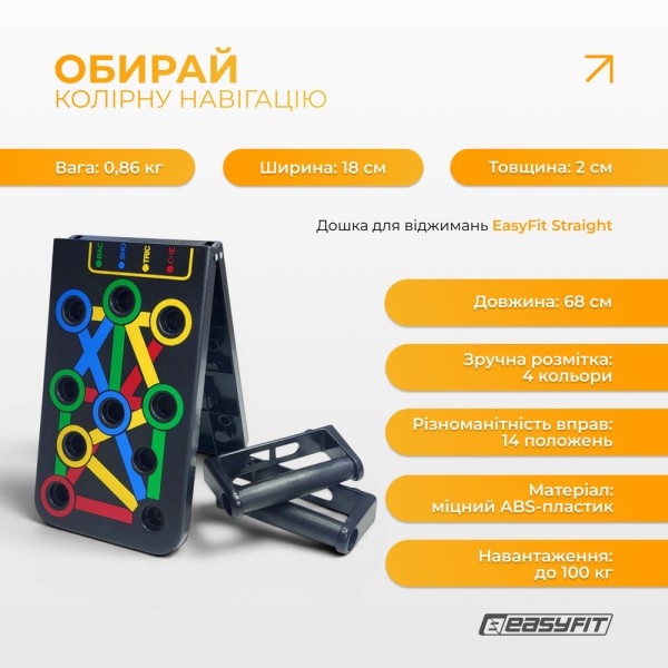 Дошка для віджимань EasyFit Straight тренажер регульований