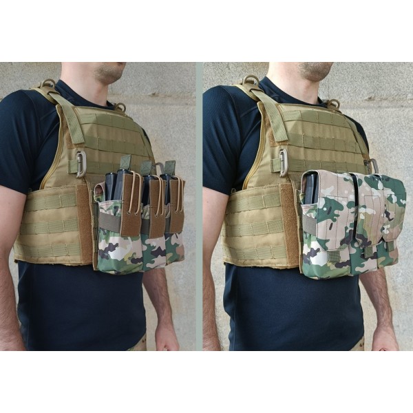 Підсумок під 6 магазінів АК/РПК потрійний мультикам (MOLLE, підсумок на розгрузку, жилет, РПС)