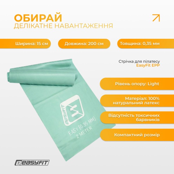 Стрічка для пілатесу EasyFit EPP 0.35 мм м’ятна