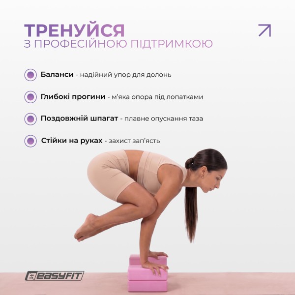 Блок для йоги EasyFit EVA Рожевий