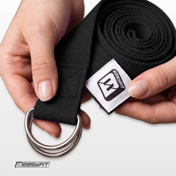Ремень для йоги EasyFit с петлей (чорний)