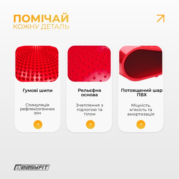 Балансувальна подушка масажна EasyFit Balance Cushion-A червона + насос