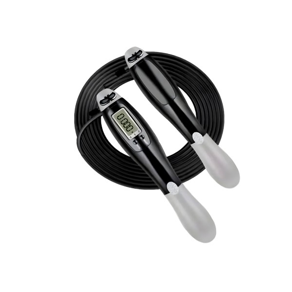 Швидкісна скакалка з лічильником EasyFit чорний-сірий