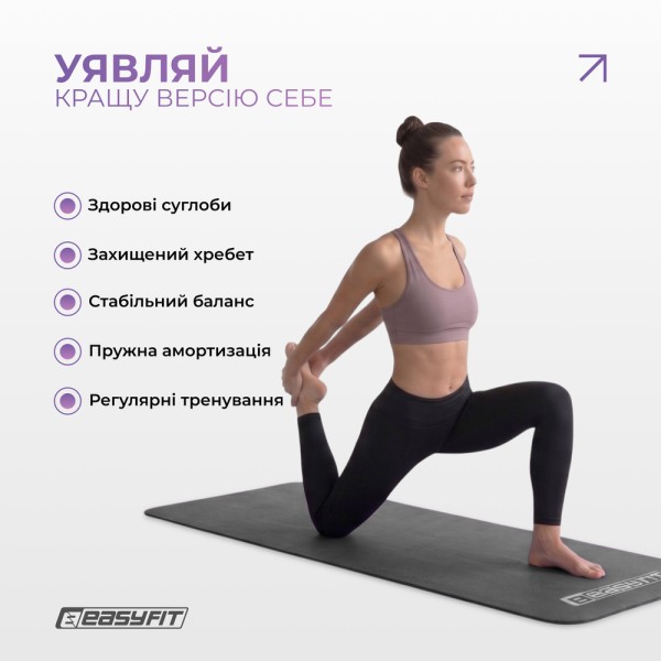 Килимок для фітнесу та йоги EasyFit NBR 10 мм Сірий