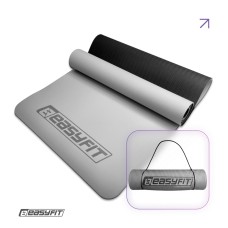 Килимок для йоги та фітнесу EasyFit TPE+TC 6мм двошаровий сірий-чорний
