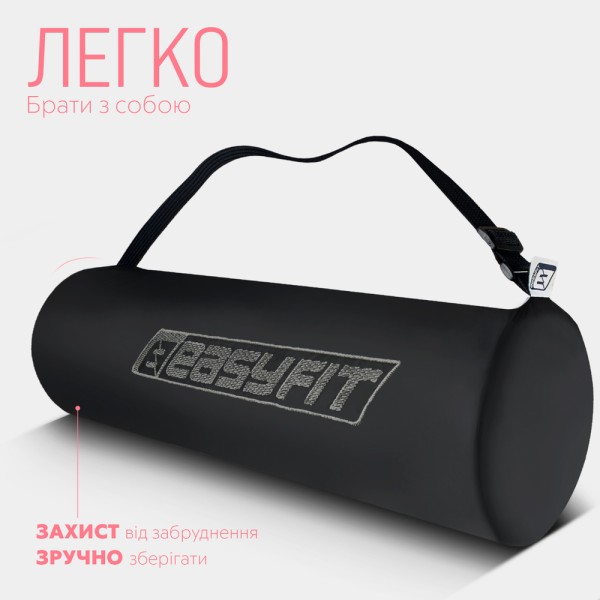 Килимок для йоги та фітнеса EasyFit TPE+TC 6мм двошаровий + Чохол червоний з чорним