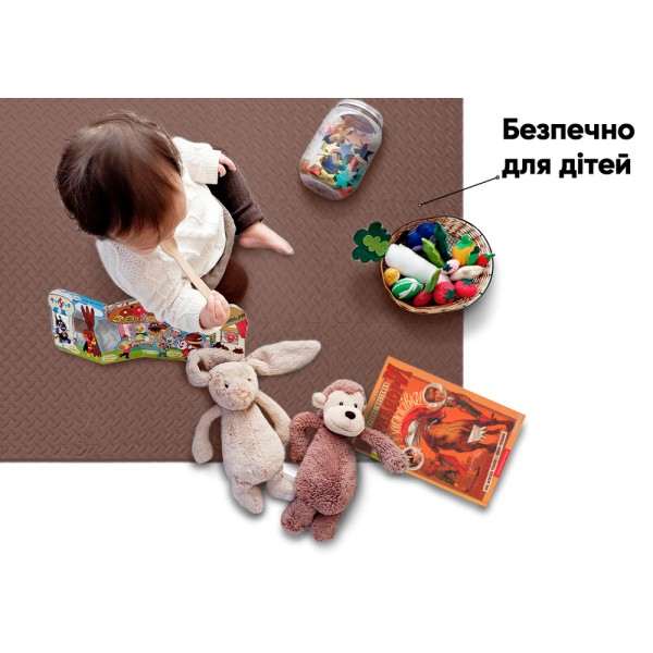 Татамі мат EasyFit 8 шт (30х30х1 см) хвіст ластівки коричневий