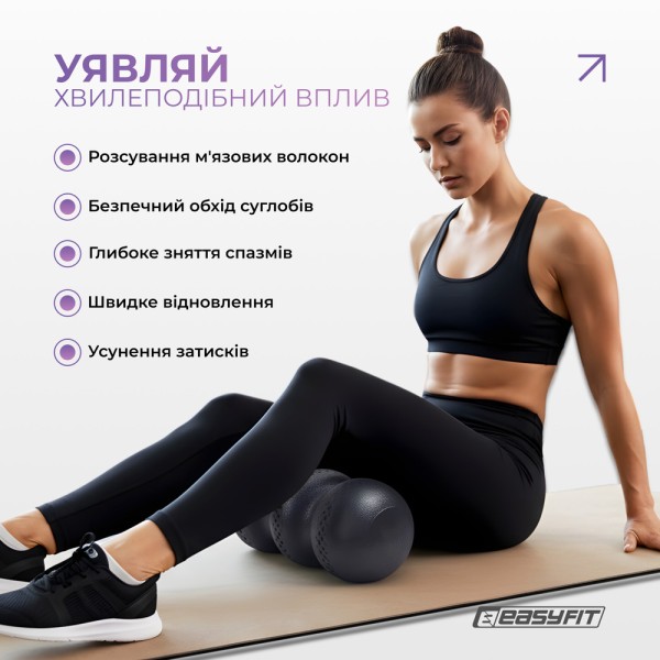 Масажний ролик EasyFit SlateShaper 45 см чорний