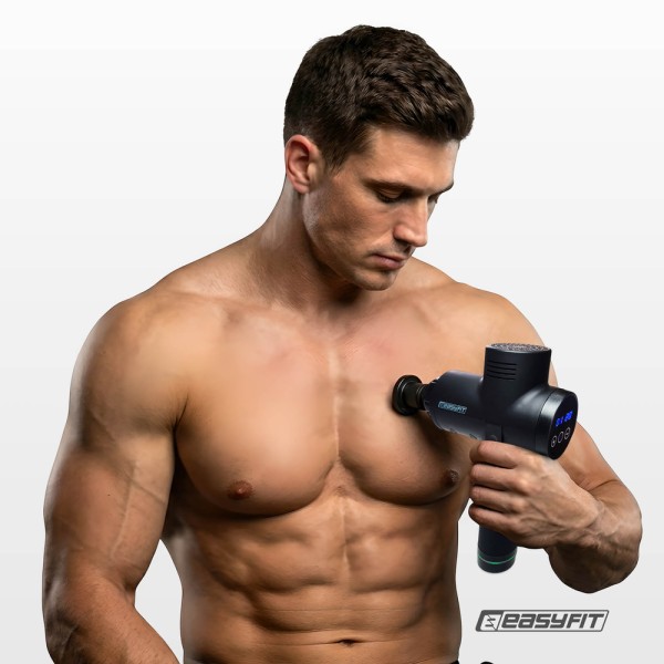 Масажний пістолет EasyFit Percussio (портативний перкусійний вібромасажер для тіла з 6 насадками)