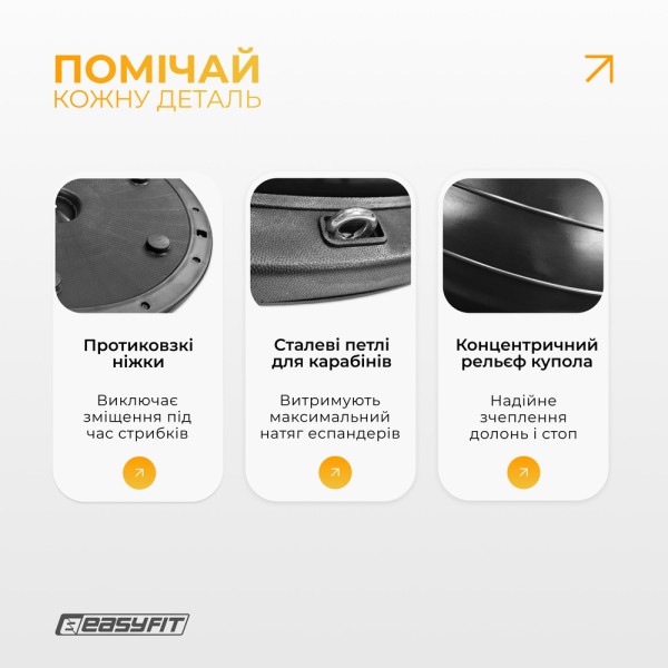 Балансувальна платформа EasyFit BOSU 60 см чорна