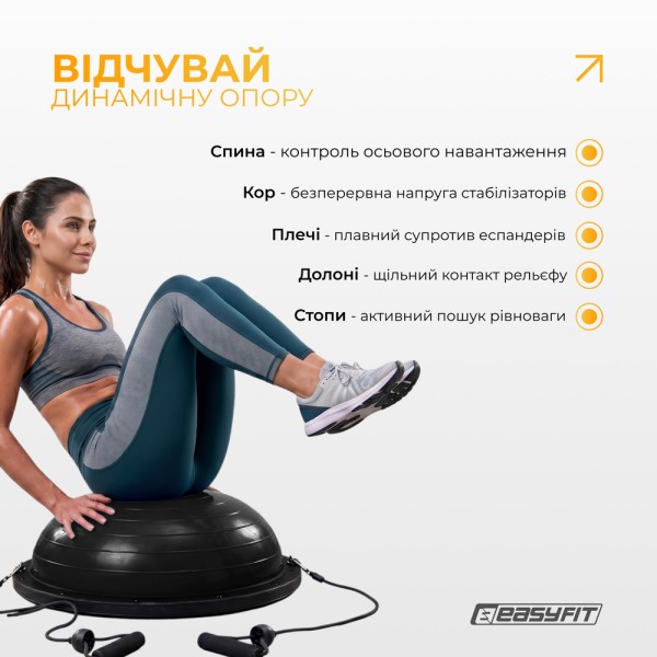 Балансувальна платформа EasyFit BOSU 60 см чорна